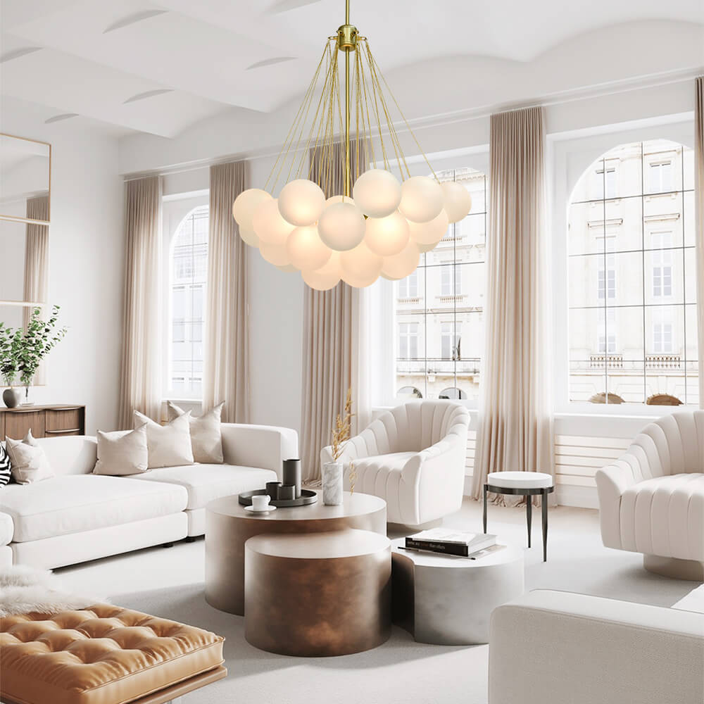 Modern Globe Bubble Cluster Glass Ball Chandelier - LightfixturesUAE