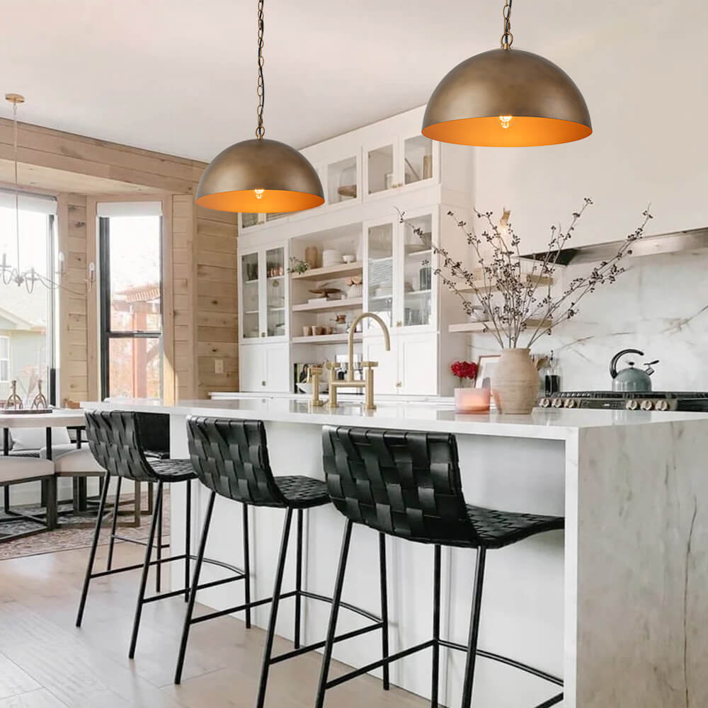 Modern Industrial Brass Dome Pendant Light - LightfixturesUAE