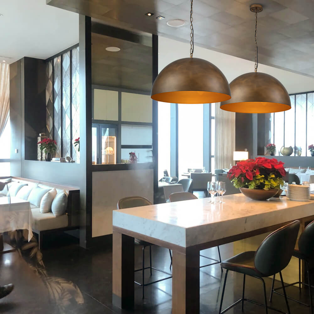Modern Industrial Brass Dome Pendant Light - LightfixturesUAE