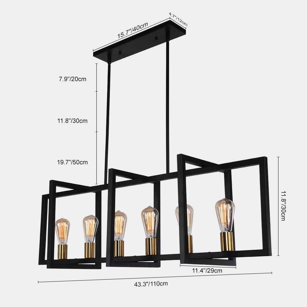 Modern Linear 6 - Light Rectangle Chandelier - LightfixturesUAE