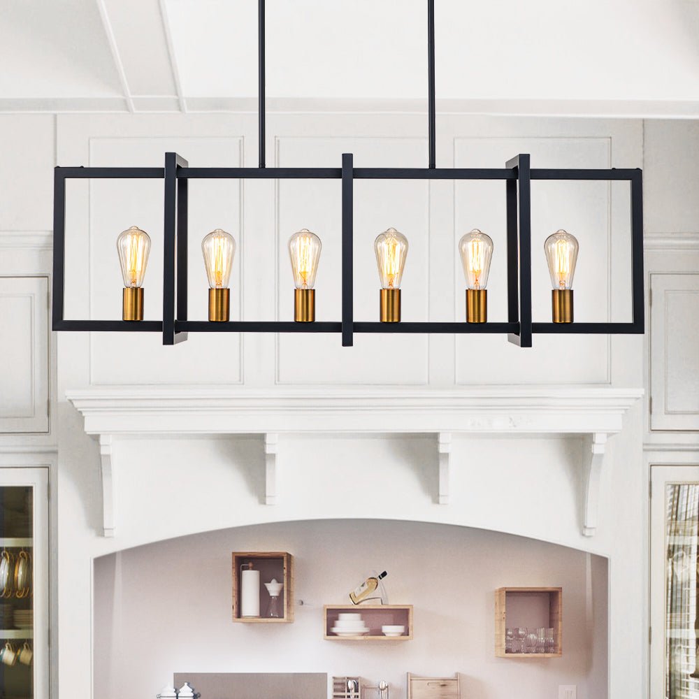 Modern Linear 6 - Light Rectangle Chandelier - LightfixturesUAE