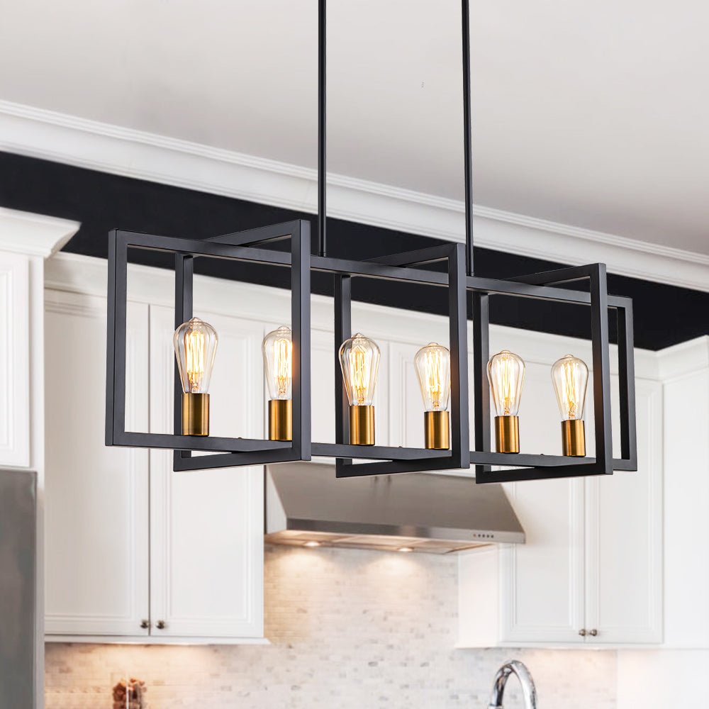 Modern Linear 6 - Light Rectangle Chandelier - LightfixturesUAE