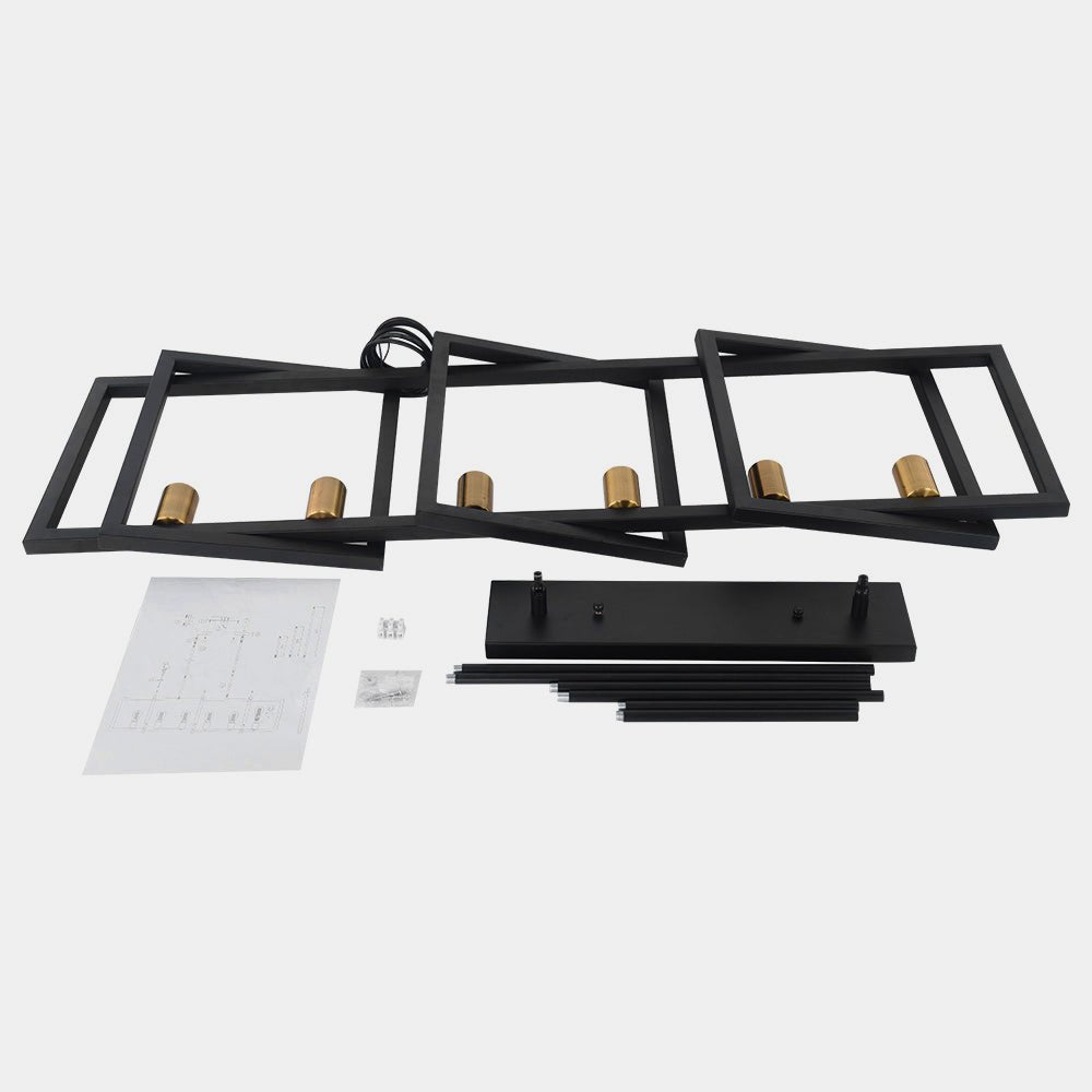 Modern Linear 6 - Light Rectangle Chandelier - LightfixturesUAE