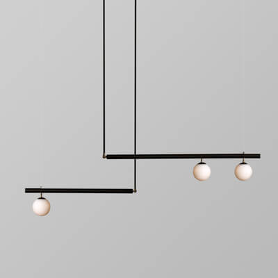 Modern Linear Opal Globes Suspension Chandelier - LightfixturesUAE