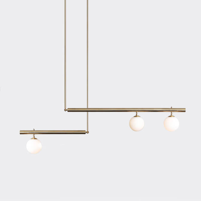 Modern Linear Opal Globes Suspension Chandelier - LightfixturesUAE