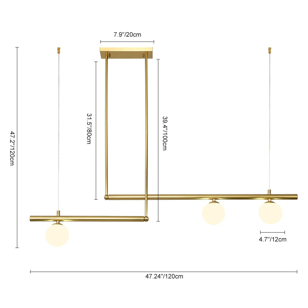 Modern Linear Opal Globes Suspension Chandelier - LightfixturesUAE