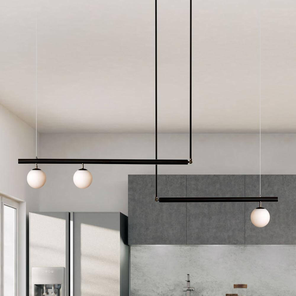Modern Linear Opal Globes Suspension Chandelier - LightfixturesUAE