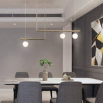 Modern Linear Opal Globes Suspension Chandelier - LightfixturesUAE
