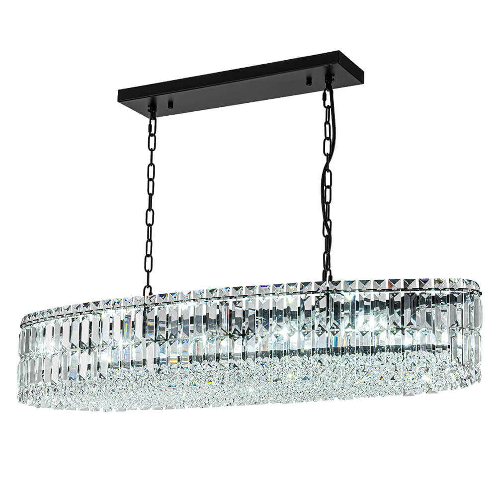 Modern Luxury 10 - Light Oval Crystal Linear Chandelier - LightfixturesUAE