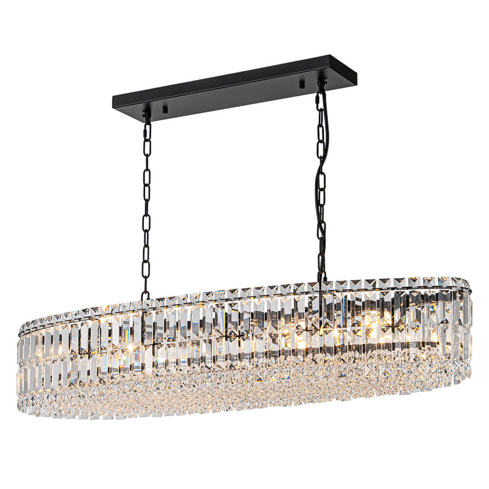 Modern Luxury 10 - Light Oval Crystal Linear Chandelier - LightfixturesUAE