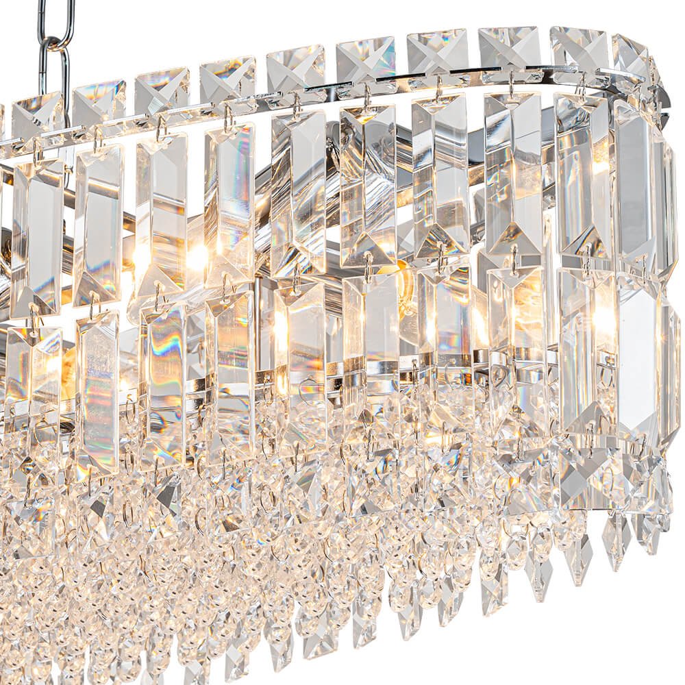 Modern Luxury 10 - Light Oval Crystal Linear Chandelier - LightfixturesUAE