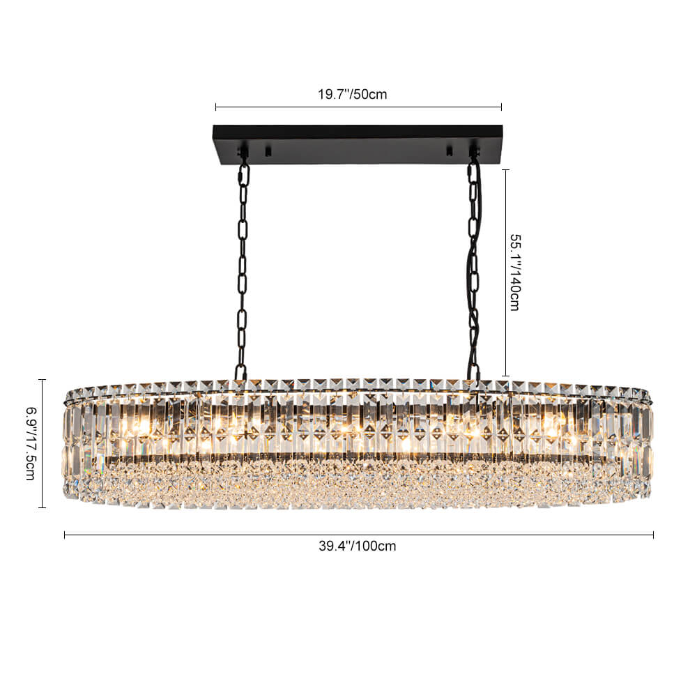 Modern Luxury 10 - Light Oval Crystal Linear Chandelier - LightfixturesUAE
