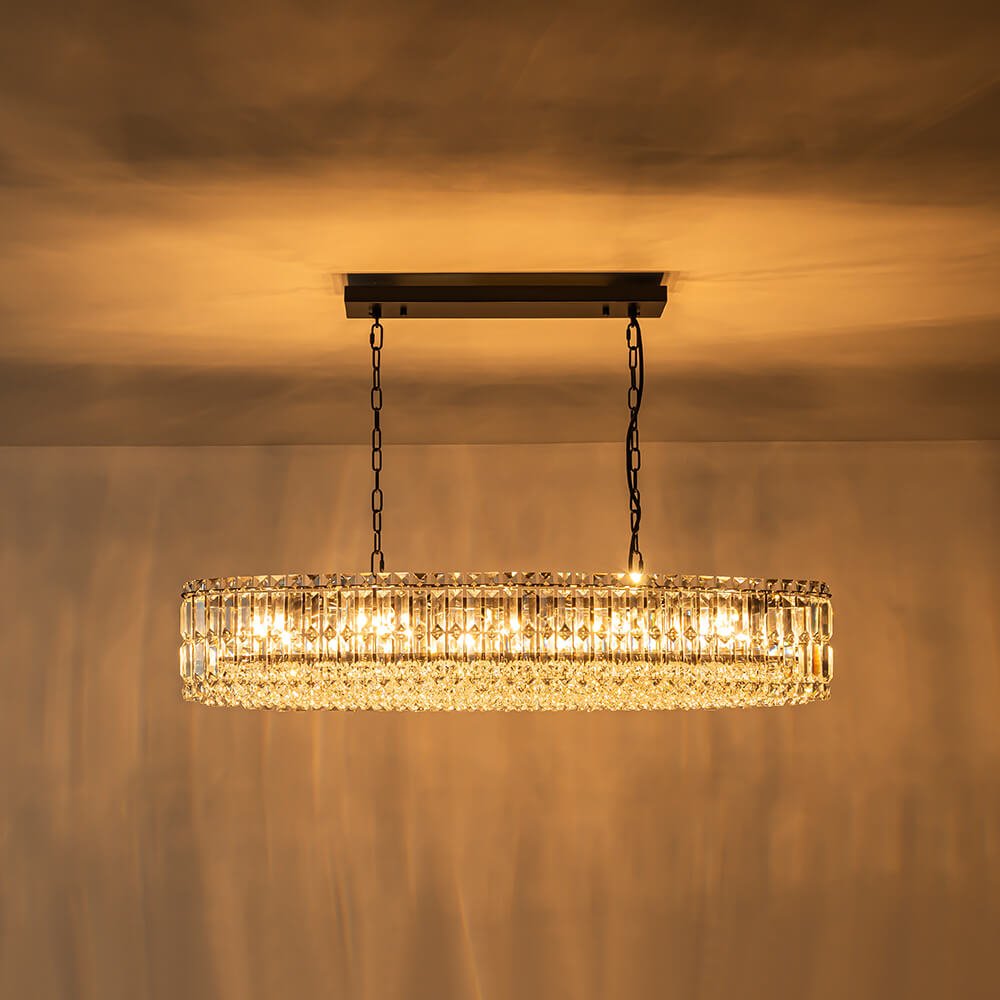 Modern Luxury 10 - Light Oval Crystal Linear Chandelier - LightfixturesUAE