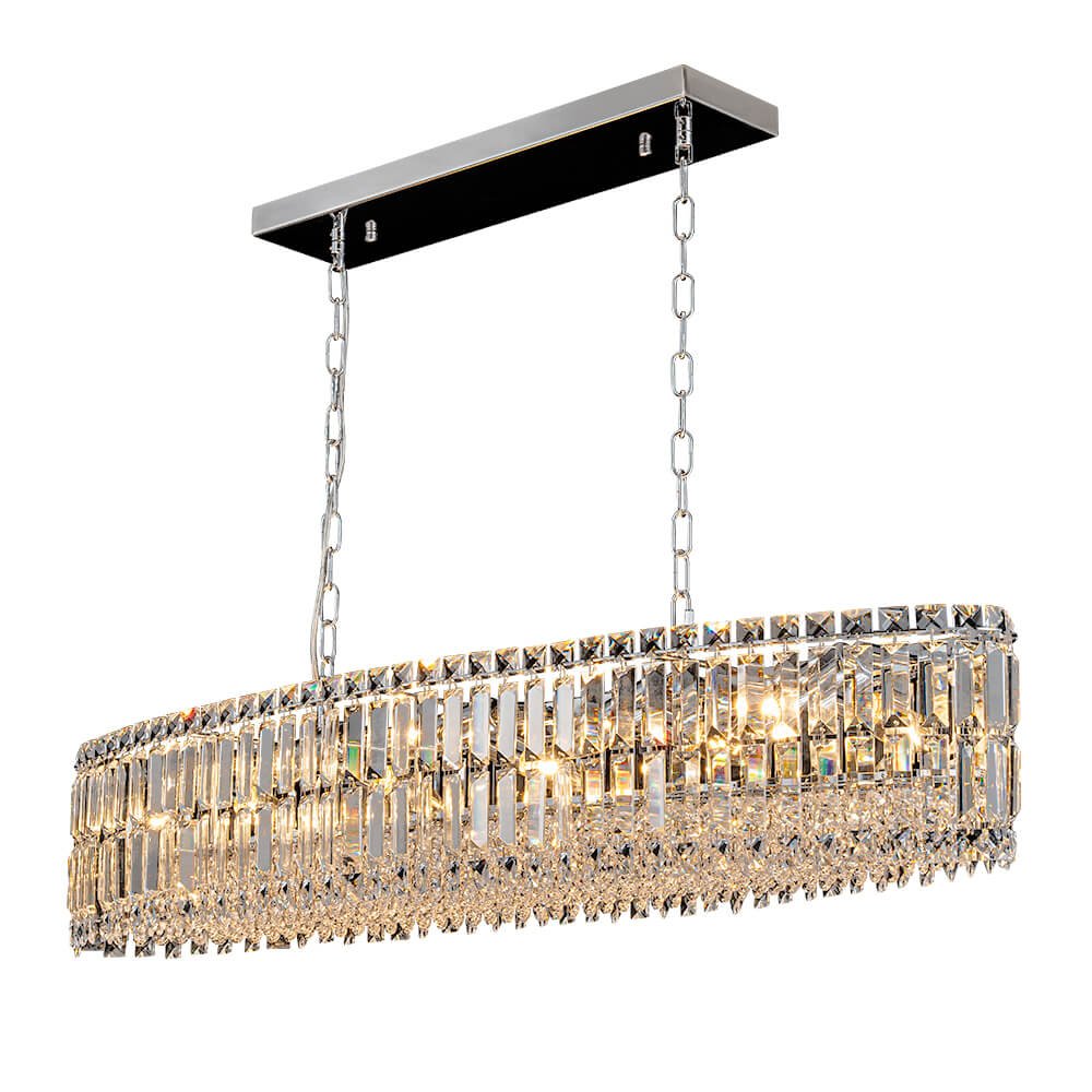 Modern Luxury 10 - Light Oval Crystal Linear Chandelier - LightfixturesUAE