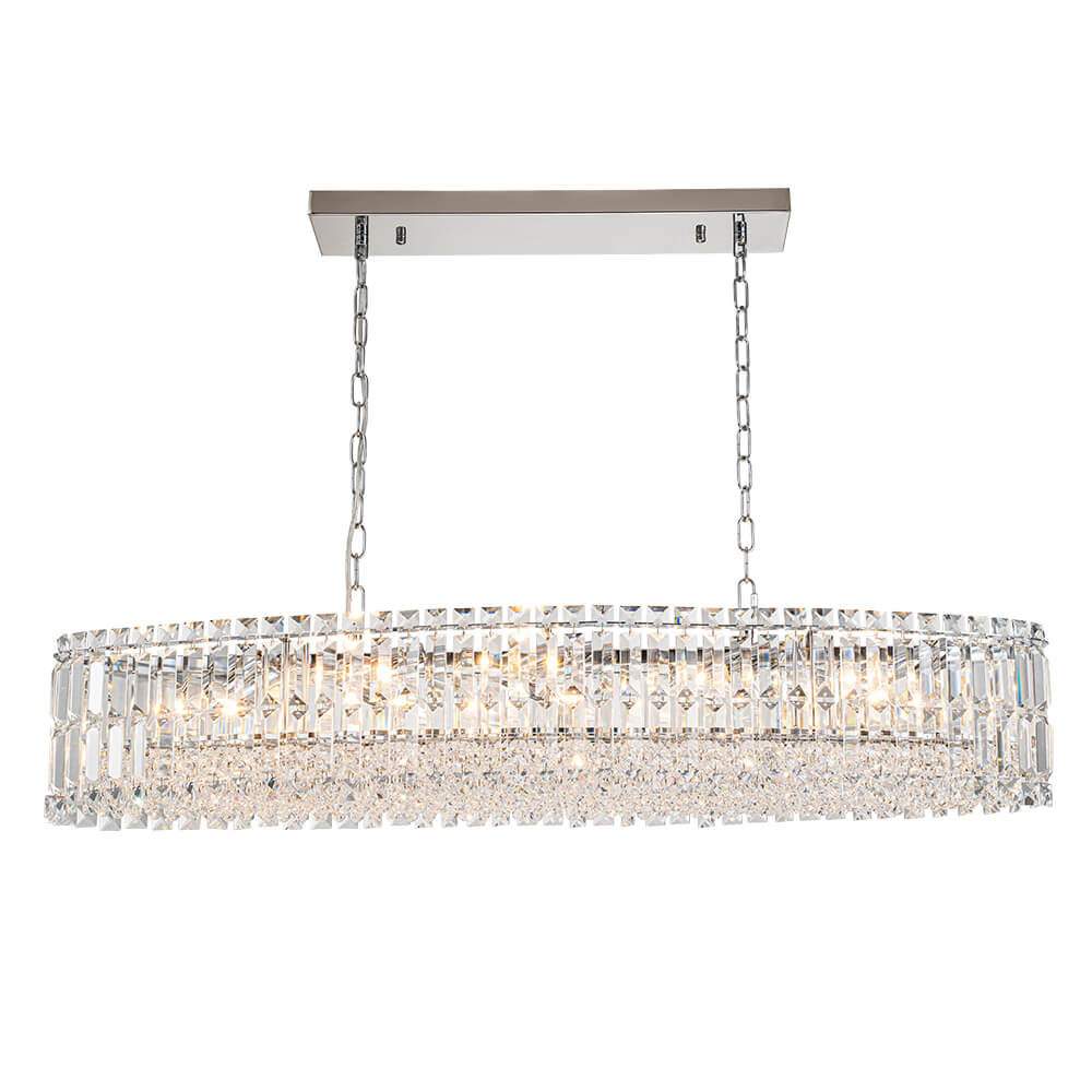 Modern Luxury 10 - Light Oval Crystal Linear Chandelier - LightfixturesUAE