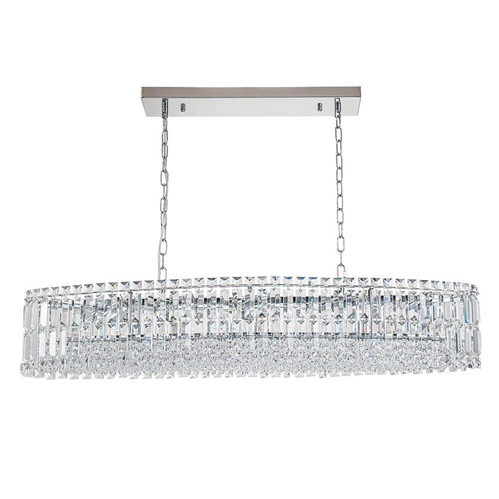 Modern Luxury 10 - Light Oval Crystal Linear Chandelier - LightfixturesUAE