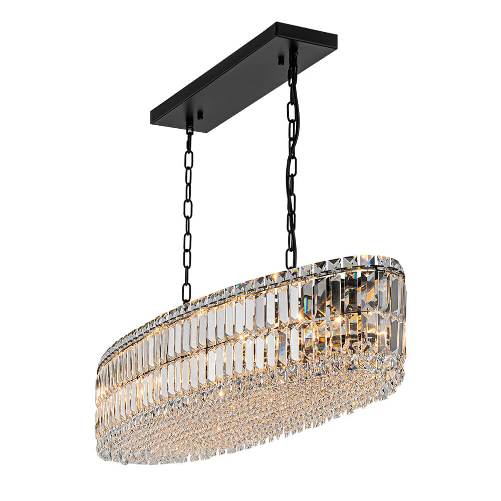 Modern Luxury 10 - Light Oval Crystal Linear Chandelier - LightfixturesUAE