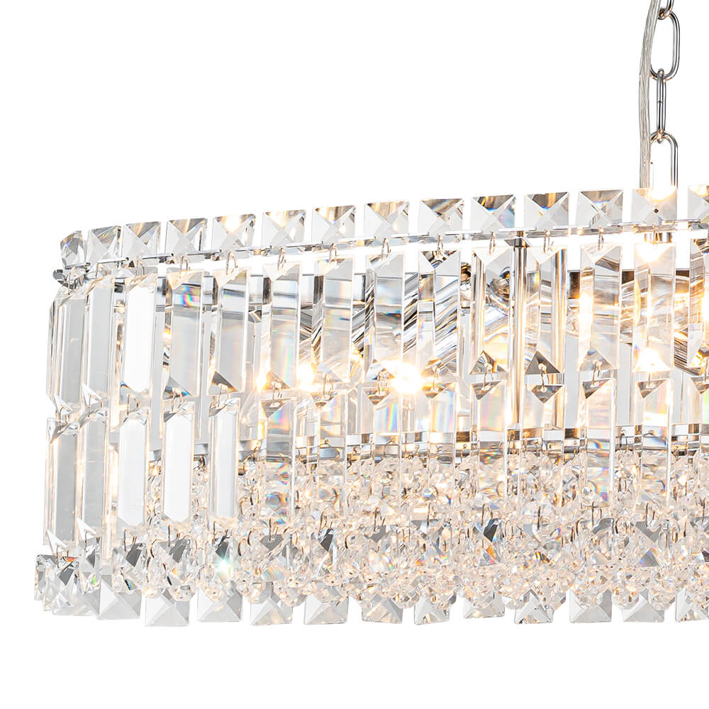 Modern Luxury 10 - Light Oval Crystal Linear Chandelier - LightfixturesUAE