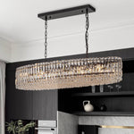 Modern Luxury 10 - Light Oval Crystal Linear Chandelier - LightfixturesUAE