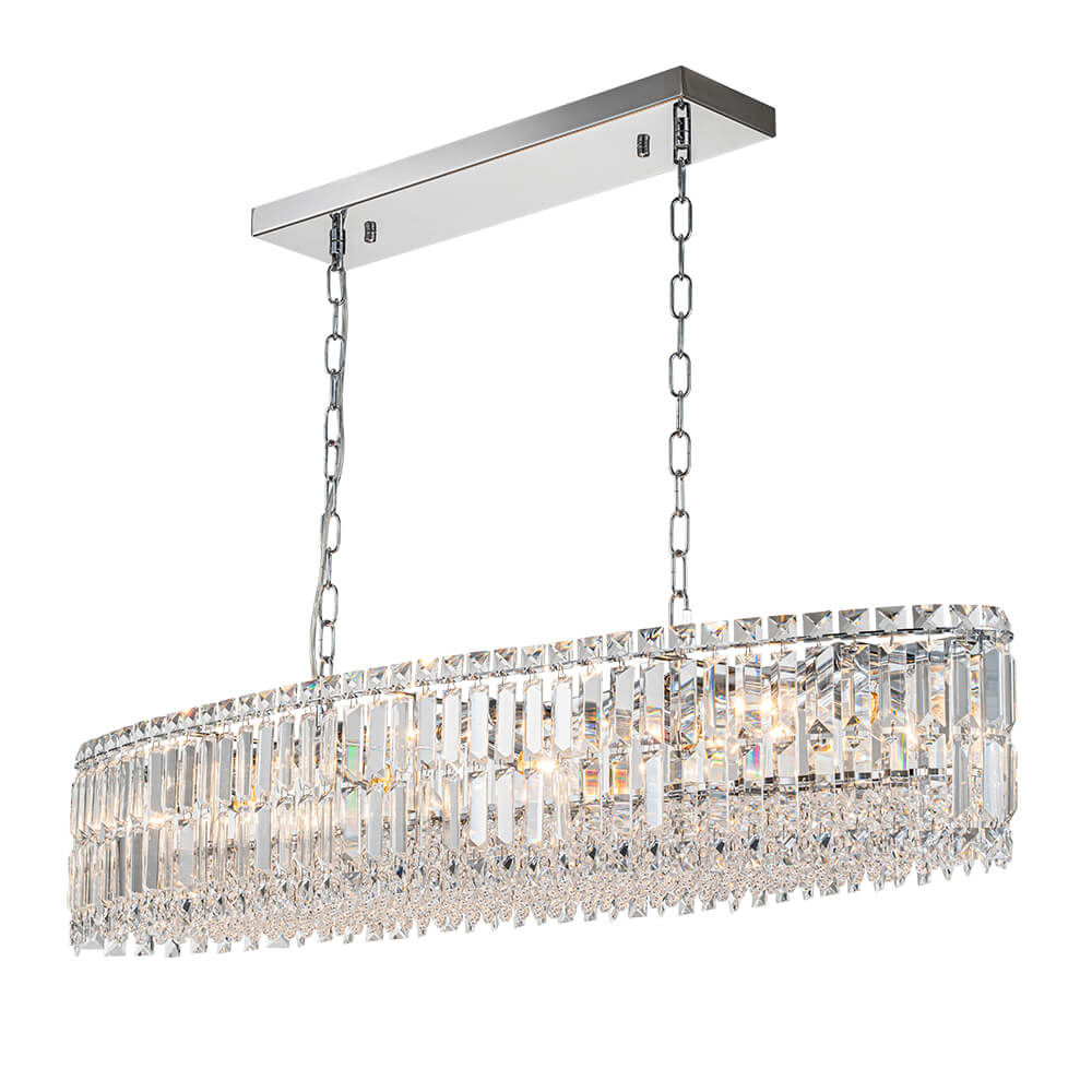 Modern Luxury 10 - Light Oval Crystal Linear Chandelier - LightfixturesUAE