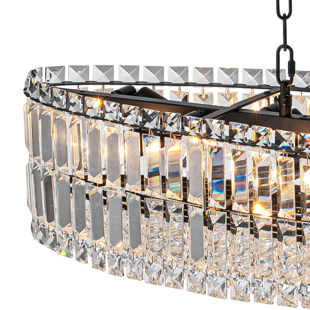 Modern Luxury 10 - Light Oval Crystal Linear Chandelier - LightfixturesUAE