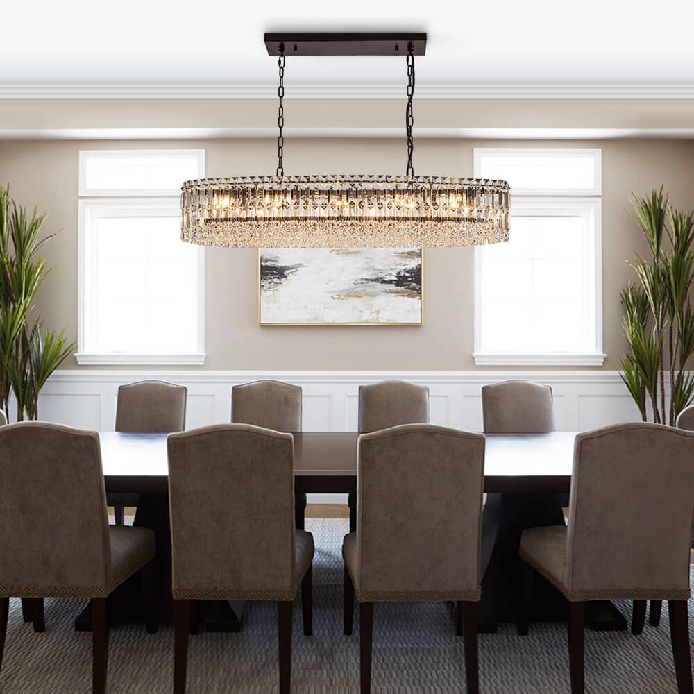 Modern Luxury 10 - Light Oval Crystal Linear Chandelier - LightfixturesUAE
