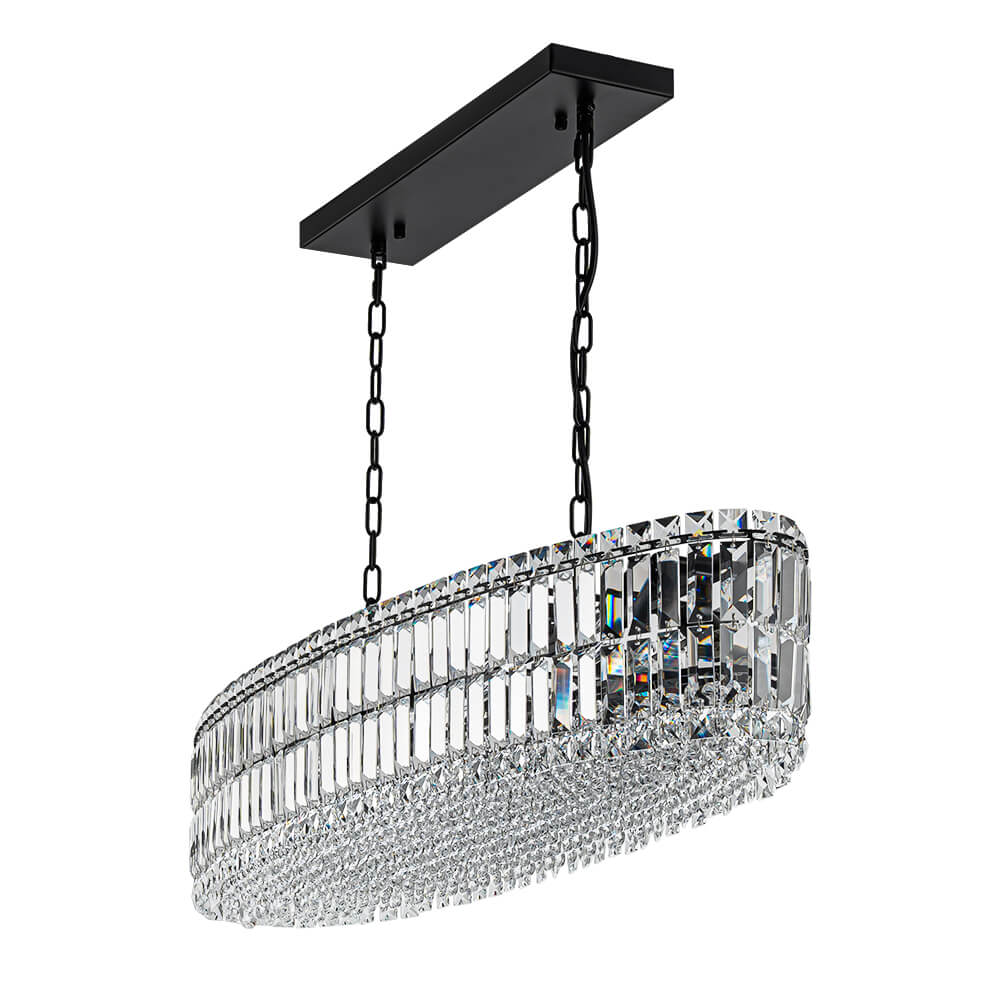 Modern Luxury 10 - Light Oval Crystal Linear Chandelier - LightfixturesUAE