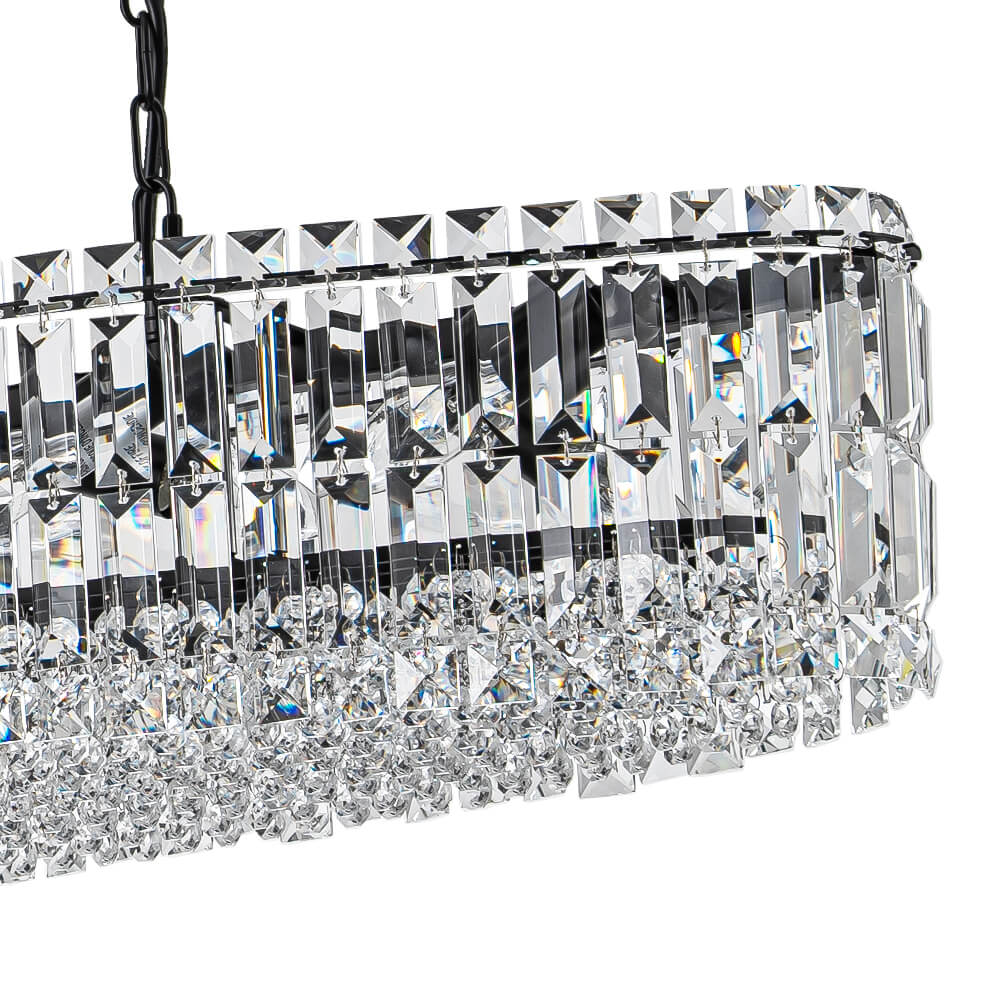Modern Luxury 10 - Light Oval Crystal Linear Chandelier - LightfixturesUAE