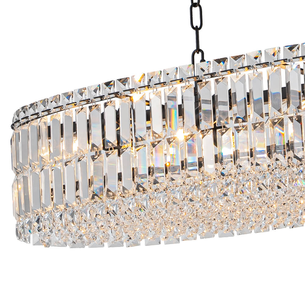Modern Luxury 10 - Light Oval Crystal Linear Chandelier - LightfixturesUAE