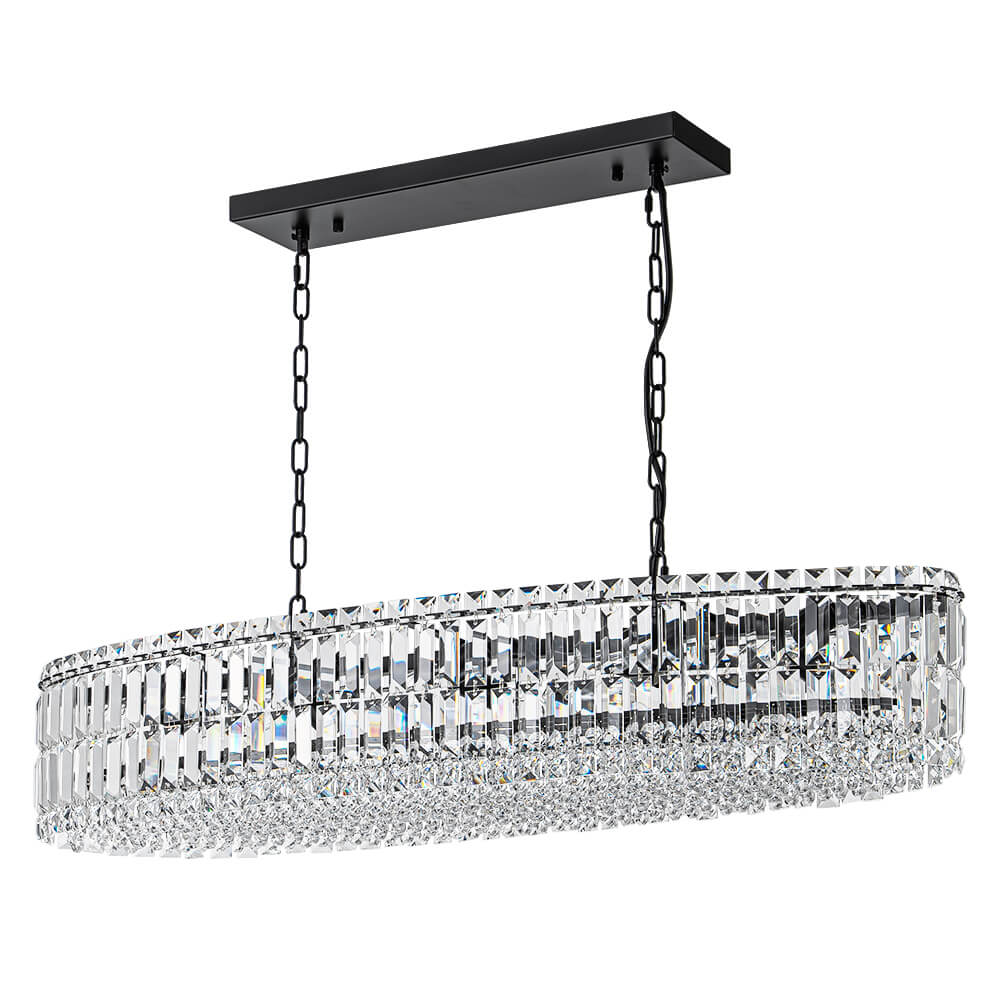Modern Luxury 10 - Light Oval Crystal Linear Chandelier - LightfixturesUAE