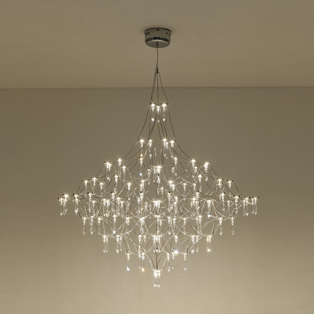 Modern Luxury Starry Geometric LED Crystal Chandelier - LightfixturesUAE