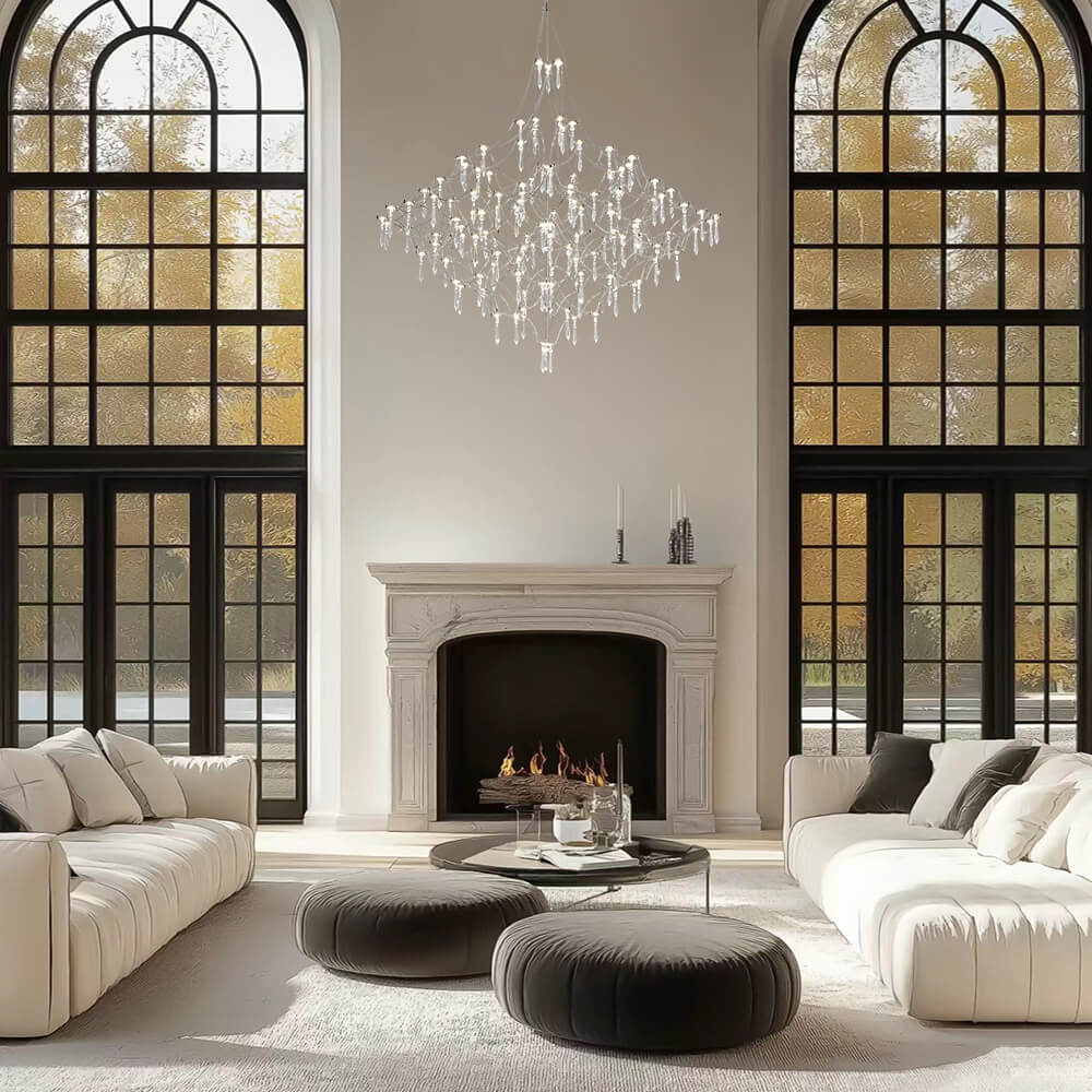 Modern Luxury Starry Geometric LED Crystal Chandelier - LightfixturesUAE