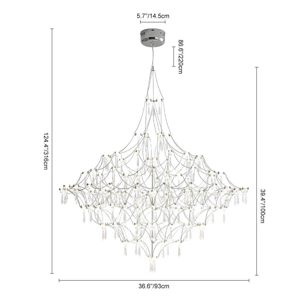 Modern Luxury Starry Geometric LED Crystal Chandelier - LightfixturesUAE