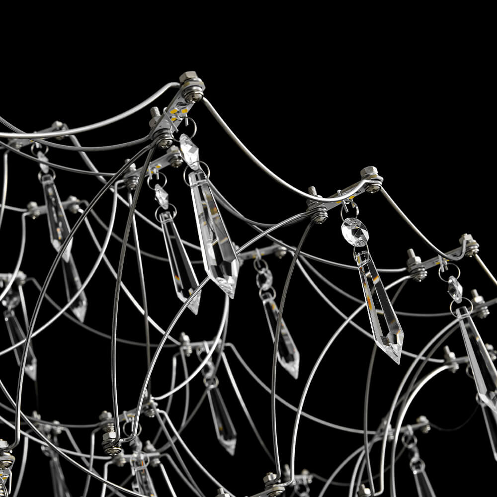 Modern Luxury Starry Geometric LED Crystal Chandelier - LightfixturesUAE