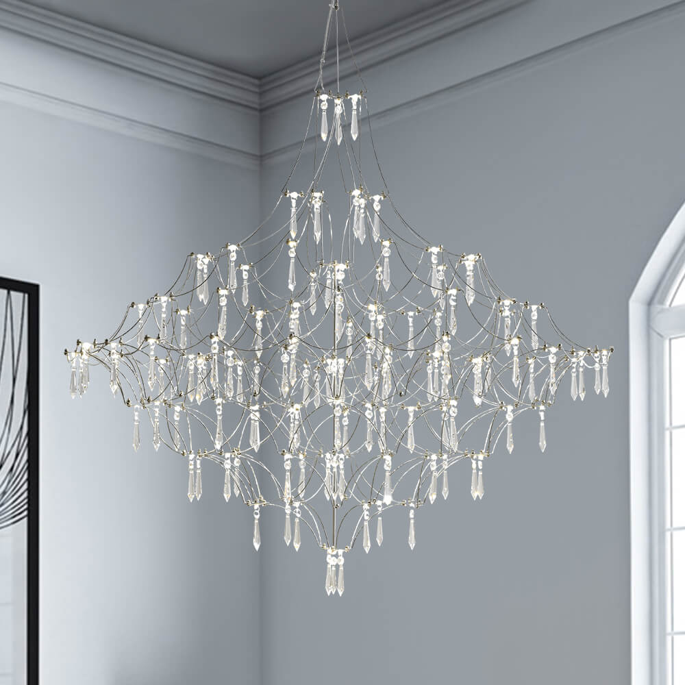 Modern Luxury Starry Geometric LED Crystal Chandelier - LightfixturesUAE