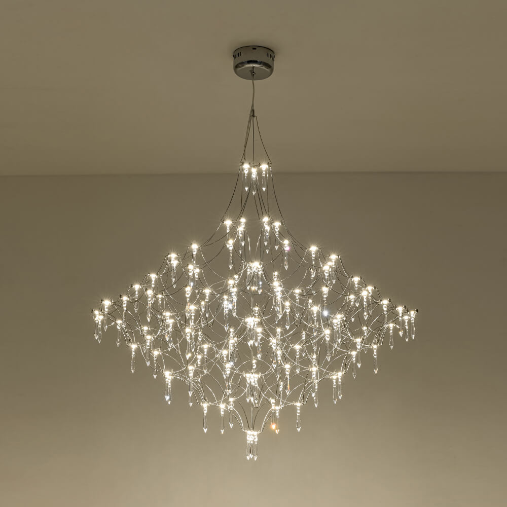 Modern Luxury Starry Geometric LED Crystal Chandelier - LightfixturesUAE
