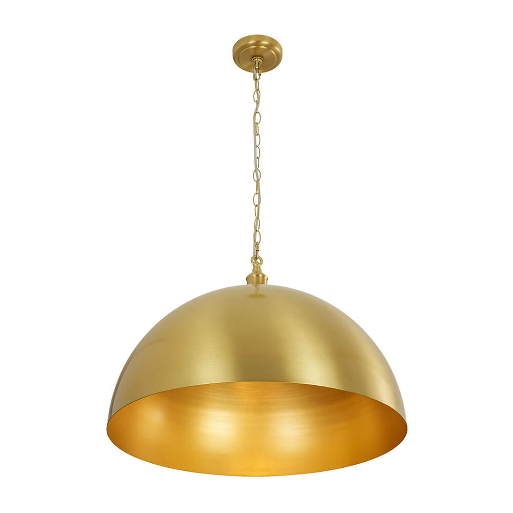 Modern Mid - century 1 - light Single Brass Metal Dome Pendant - LightfixturesUAE