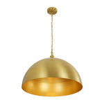 Modern Mid - century 1 - light Single Brass Metal Dome Pendant - LightfixturesUAE