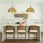 Modern Mid - century 1 - light Single Brass Metal Dome Pendant - LightfixturesUAE