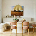 Modern Mid - century 1 - light Single Brass Metal Dome Pendant - LightfixturesUAE