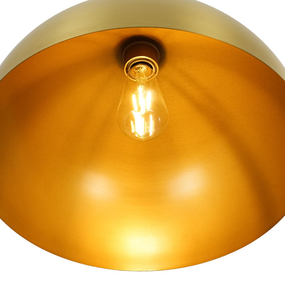 Modern Mid - century 1 - light Single Brass Metal Dome Pendant - LightfixturesUAE