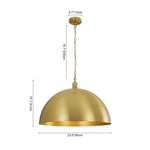 Modern Mid - century 1 - light Single Brass Metal Dome Pendant - LightfixturesUAE