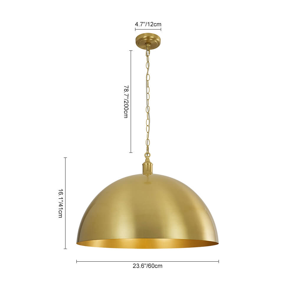 Modern Mid - century 1 - light Single Brass Metal Dome Pendant - LightfixturesUAE