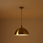 Modern Mid - century 1 - light Single Brass Metal Dome Pendant - LightfixturesUAE