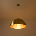 Modern Mid - century 1 - light Single Brass Metal Dome Pendant - LightfixturesUAE