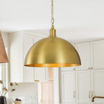 Modern Mid - century 1 - light Single Brass Metal Dome Pendant - LightfixturesUAE