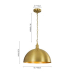 Modern Mid - century 1 - light Single Brass Metal Dome Pendant - LightfixturesUAE