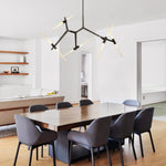 Modern Mid - Century 10 Light Brass Branch Glass Chandelier - LightfixturesUAE