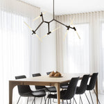 Modern Mid - Century 10 Light Brass Branch Glass Chandelier - LightfixturesUAE