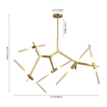 Modern Mid - Century 10 Light Brass Branch Glass Chandelier - LightfixturesUAE
